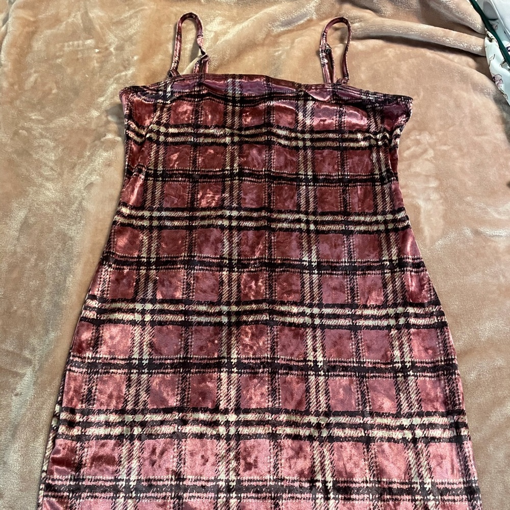 Plaid Velour Dress